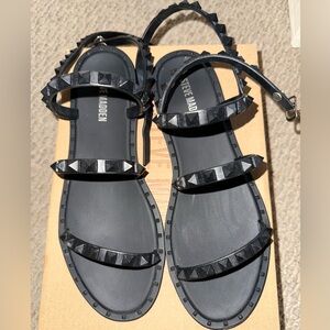 Steve Madden Black Rubber Studded Sandals